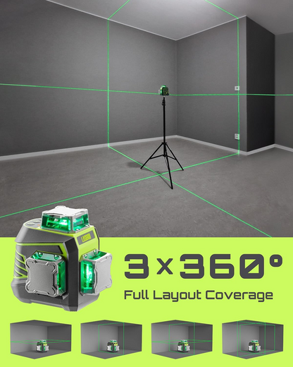LasGoo LG-3Dx 3x360° Green Laser Level