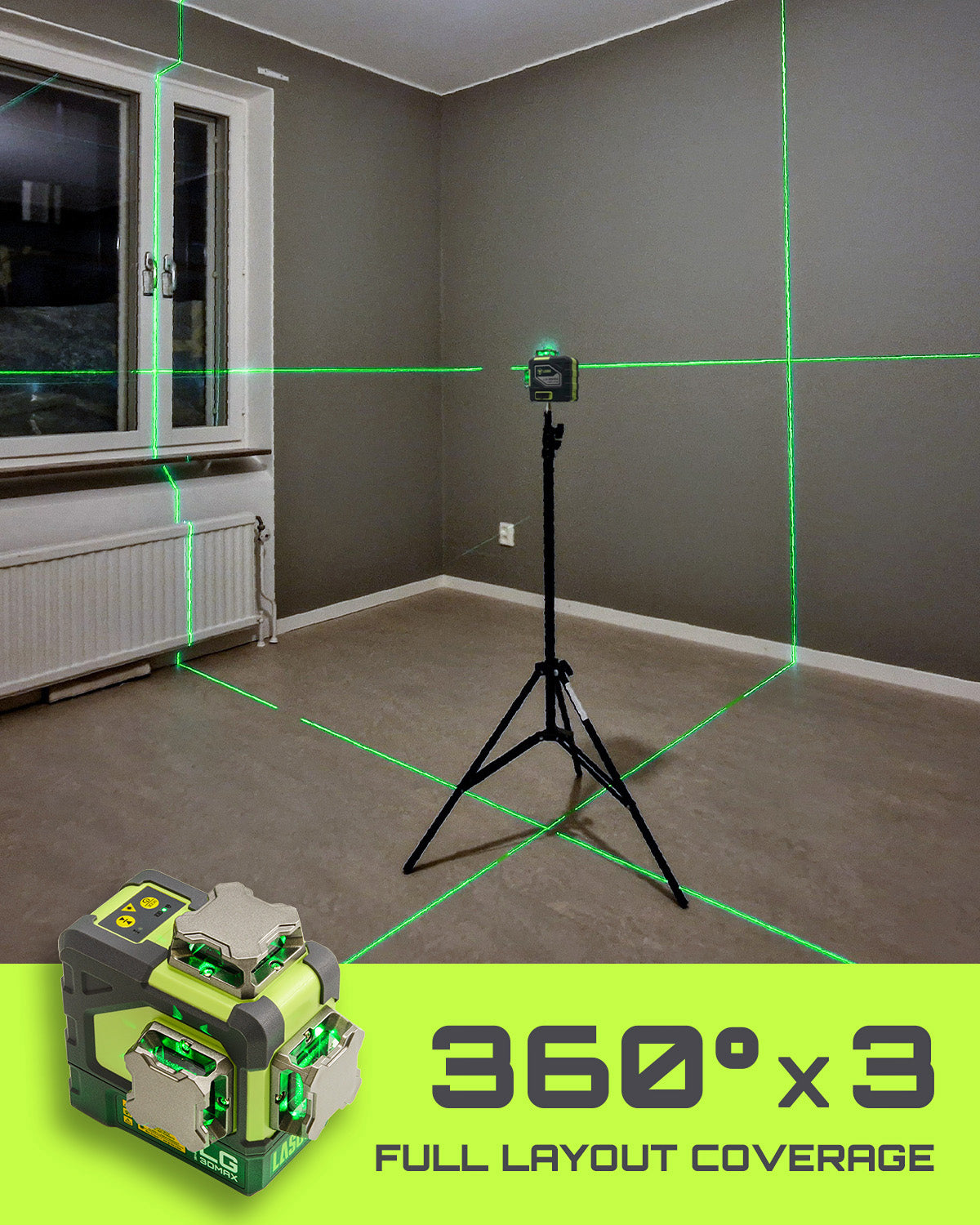 LasGoo 3DMAX Laser Level in use during construction project