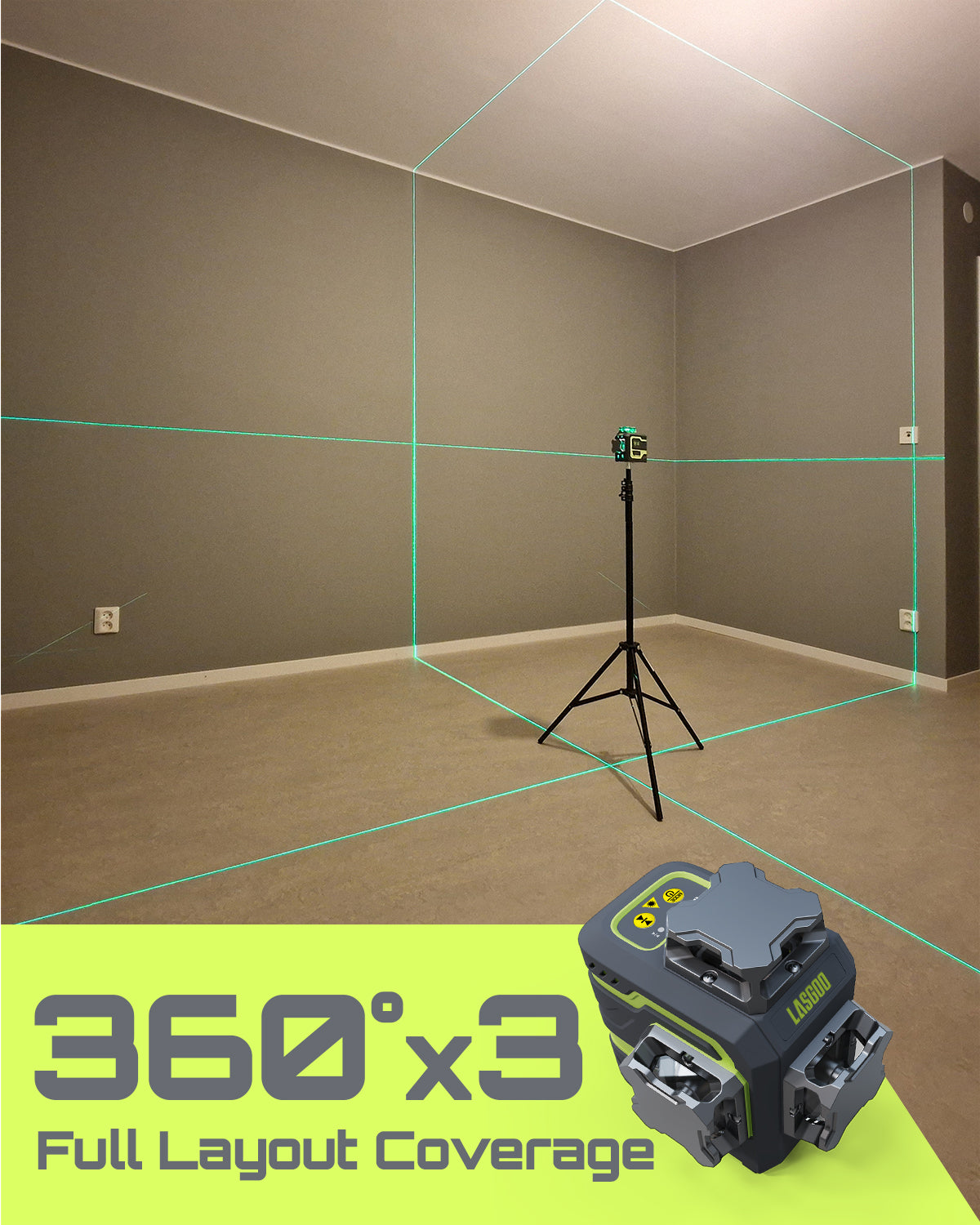 LasGoo LG-3D 360 Laser Level Self Leveling Laser 3x360° Green 